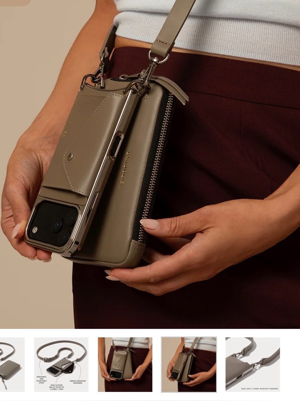 NEW Bandolier Hailey iPhone 16 Pro Max Case with Expanded Pouch & Wristlet Chain - Picture 9 of 17